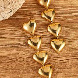StyleCast Gold-Plated Heart Shaped Drop Earrings-image-9