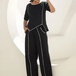 FLAVIA CREATION Round Neck Pure Cotton Top & Trouser-49