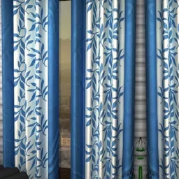 BELLA TRUE Blue & White 4 Pieces Floral Printed Long Door Curtains-image-44