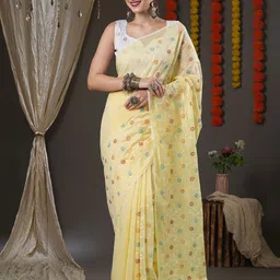 KALINI Floral Embroidered Jamdani Saree-image-11