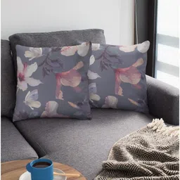 THEYAYACAFE Grey & White Set of 2 Floral Velvet Square Cushion Covers image 3