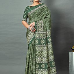 Mitera Silk Blend Block Print Saree-43