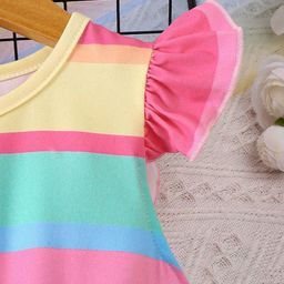 INCLUD Striped Flutter Sleeve Fit & Flare Dress image 3