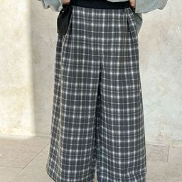 LULU & SKY Girls Checked Wide Leg Mid-Rise Parallel Trousers-picture-0