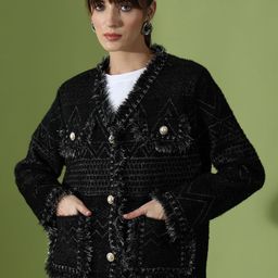 Ziva Fashion Self Design Single Breasted Woolen Overcoat-picture-16