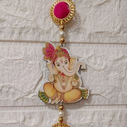 Sellplus 2Pcs Pink & Yellow Textured Ganpathi Wall Hangings-image-72
