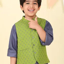 Fabindia Boys Woven Design Cotton Nehru Jacket-37