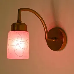 Somil Premium Designer Glass Wall/Night Lamp Elegant & Stylish Dcor Accent for Modern Interiors, Color Pink, White, Size:- 9.5 x 9.5 x 23 CM-image-97