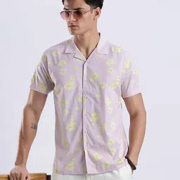 Mast & Harbour Men Classic Fit Floral Printed Cuban Collar Cotton Casual Shirt-picture-6