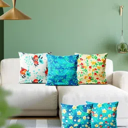 ArtzFolio Multicoloured Set of 5 Square Cushion Covers-47