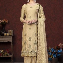 HERE&NOW Embellished Unstitched Dress Material-picture-18