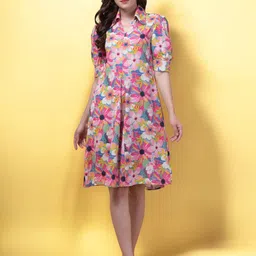 INUKA Floral Print Shirt Dress-picture-18