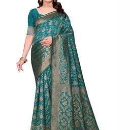 KANOODA Ethnic Motifs Woven Design Zari Banarasi Saree-picture-47