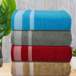 Aura Blue & Grey 4 Striped Cotton 400 GSM Bath Towel-image-89