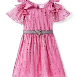 Hola Bonita Cold-Shoulder Net Fit & Flare Dress-picture-12
