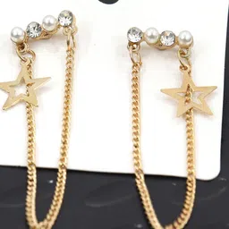 Krelin Gold Plated Stainless Steel Artificial Stones Studded Drop Earrings-image-28