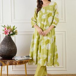 Indo Era Printed Pure Cotton A-Line Tunic With Trousers Co-Ords-image-72