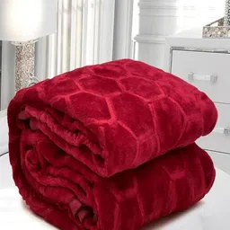 RRC Red Woollen Heavy Winter 400 GSM Double Bed Blanket-image-7