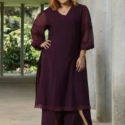 Instafab Plus Women Regular Thread Work Kurta with Palazzos-picture-18