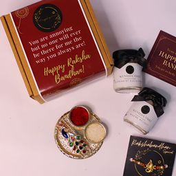 Wrapped up Love Lord Ganesh Artificial Beaded Rakhi Gift Set With Scented Candles-image-12