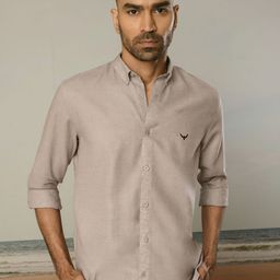 PERCH Men Lavender Solid Slim Fit Linen Shirt-image-69