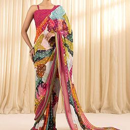 BAESD Abstract Printed Pure Georgette Saree With Blouse Piece-picture-46