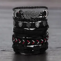 UNIVERSITY TRENDZ Men Beaded Leather Multistrand Bracelet-image-89