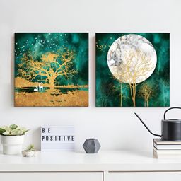 RANDOM Green & Gold-Toned 2 Pieces Botanical Canvas Wall Art-21