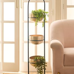 Home Centre Gardenia Mirage Black & Yellow Metal 3-Tier Floor Planter-picture-23