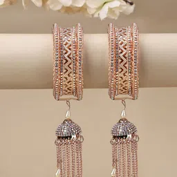 ANIKAS CREATION Set Of 2 Rose Gold-Plated CZ-Studded Latkan Style Bangles-28