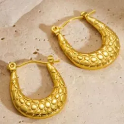 THEPANDASTOREE 18K Gold Plated Stainless Steel Circular Waterproof Hoop Earrings-10