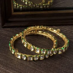 vivinia BY VIDHI MEHRA Set Of 2 Gold Plated Kundan-Studded Bangles-50