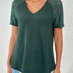 Outzidr Wmen Self Design Laced Sleeve V-Neck Top-picture-15