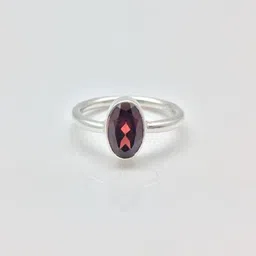 GenZcomplex Silver-Plated Brass Garnet Finger Ring-79