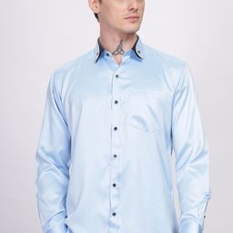HAMPTONS Shiny Satin Partywear Shirt with Collar Tipping-image-65