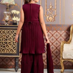 Aarika Girls Embroidered Regular Sequinned Kurta with Sharara & With Dupatta image 2