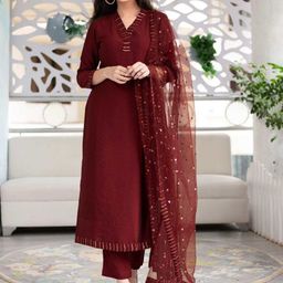 Piyuti Women Solid Kurta with Trousers & Dupatta-22