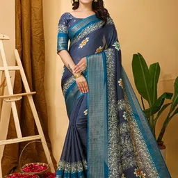 KALINI Ethnic Motifs Silk Blend Sungudi Saree-image-7