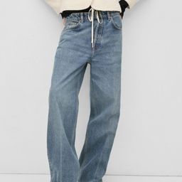 MANGO Women Wide Leg Low-Rise Light Fade Pure Cotton Jeans-picture-2
