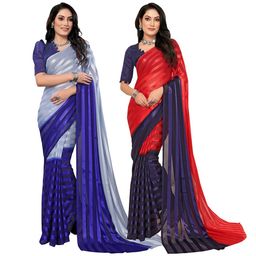 Moda Rapido Pack Of 2 Striped Satin Saree-image-80