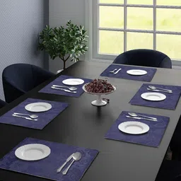 Saral Home 6Pcs Blue Textured Table Placemats-41