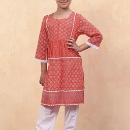 Biba Girls Floral Printed Regular Pure Cotton Kurta with Palazzos-image-33