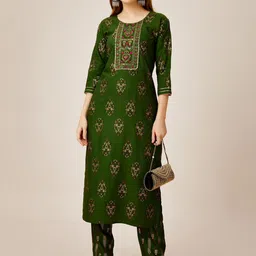 APNISHA Women Ethnic Motifs Embroidered Kurta with Trousers-33