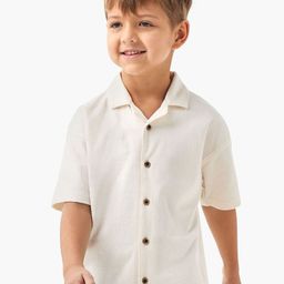 Juniors by Babyshop Boys Self Design Spread Collar Cotton Shirt-image-83