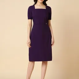 Allen Solly Woman Square Neck Sheath Formal Dress-image-5