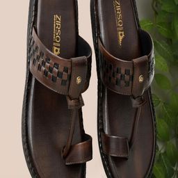 ZIRSQ Men Brown Synthetic Leather Sandals-image-39