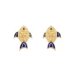House of Pataudi Men Gold-Plated Textured Enamel Detail Cuff Links-image-89