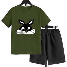 MITANSH Kids Printed Round Neck Pure Cotton T-shirt With Short-14