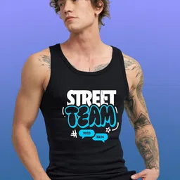 Uniplanet store Printed Cotton Innerwear Vests UVM-STRT-TEAM-BLK-S-56