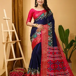 HI FI NX Batik Silk Cotton Kanjeevaram Saree-image-96